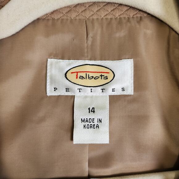 Talbots Womens Vintage Quilted Blazer Jacket Petite Size 14 Tan Workwear Career - Picture 4 of 12